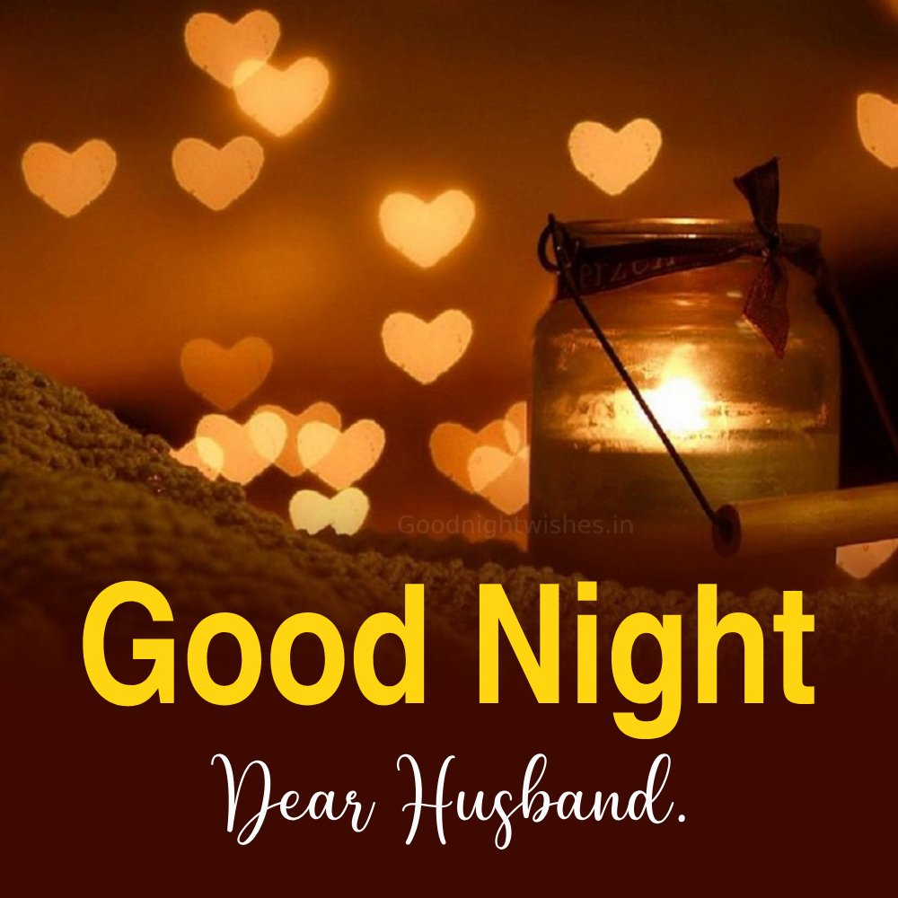 Good Night Dear Husband Fantastic Golden Hearts Image