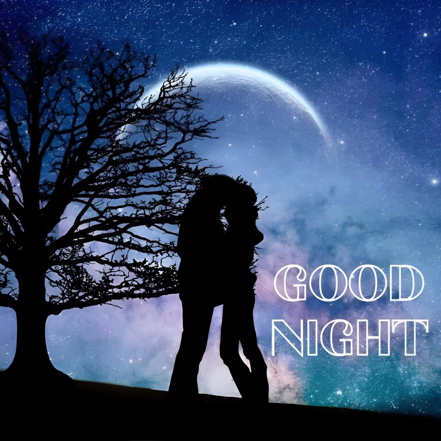 Good Night Hubby And A Couple Standing Near The Tree In Moonlight Pic
