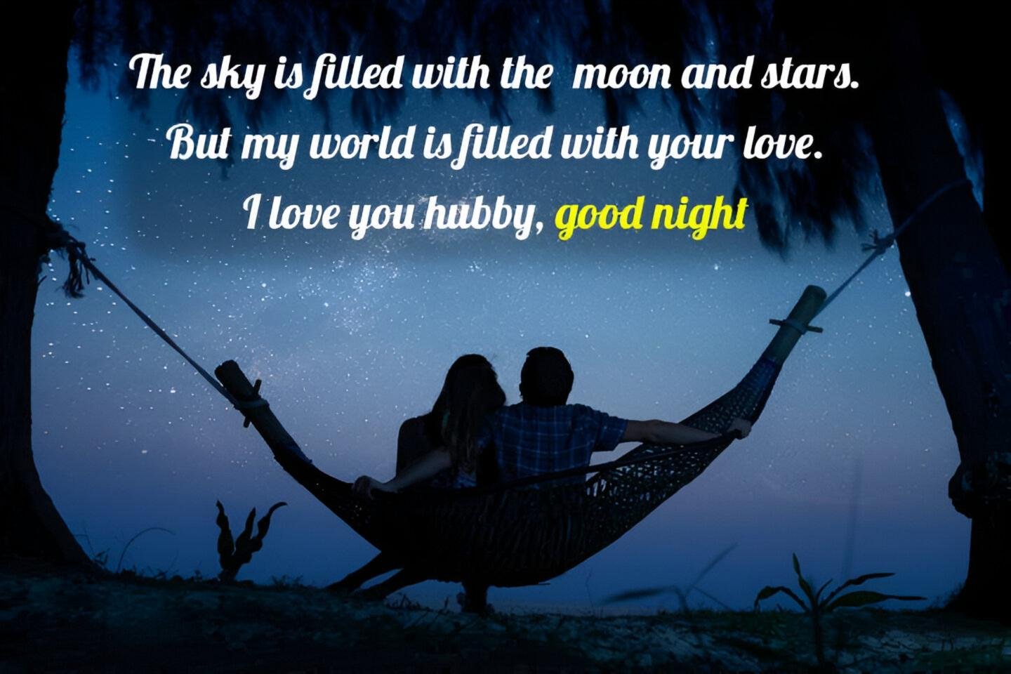 Good Night Hubby I Love You Romantic Love Message Pic With Stars