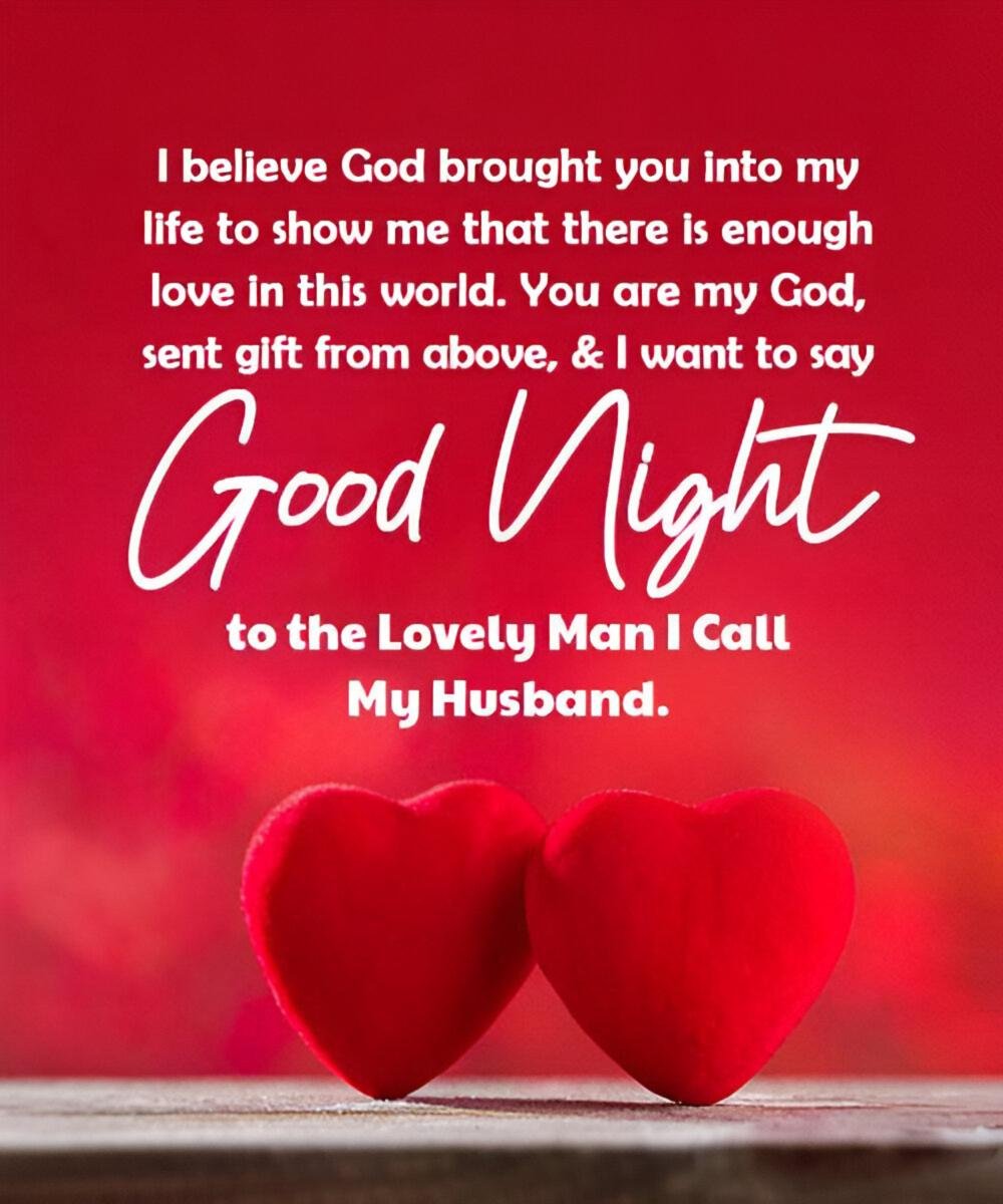 Good Night My Husband This Lovely Message For You With Hearts Image