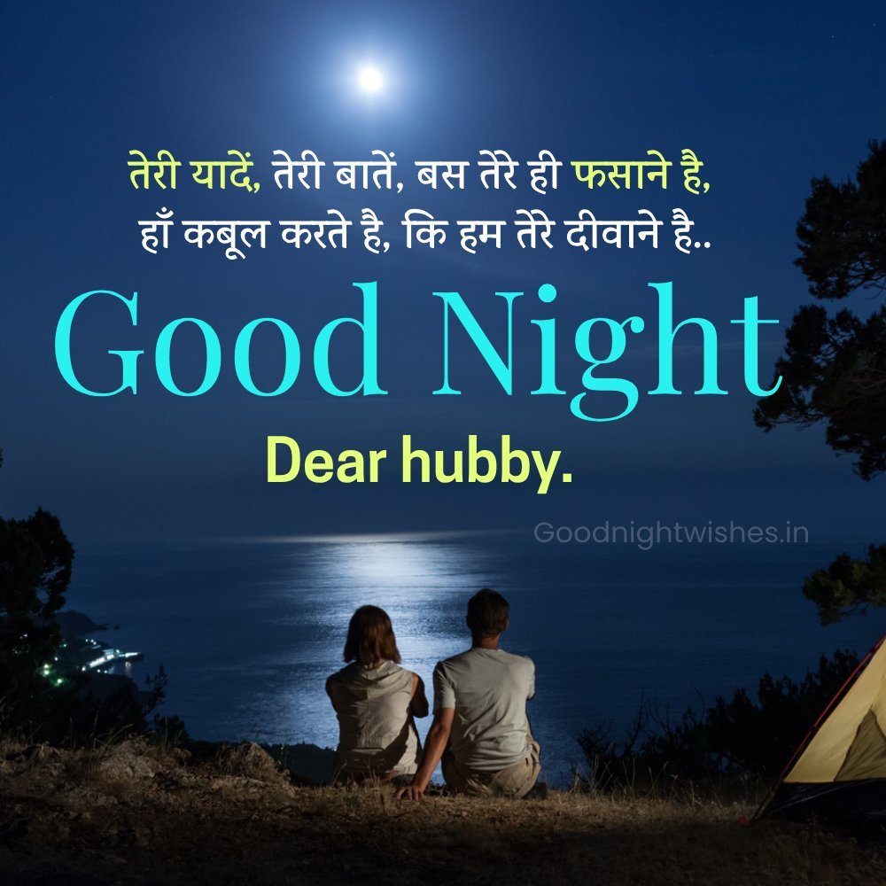 Good Night Shayari For Dear Hubby With Moon Image