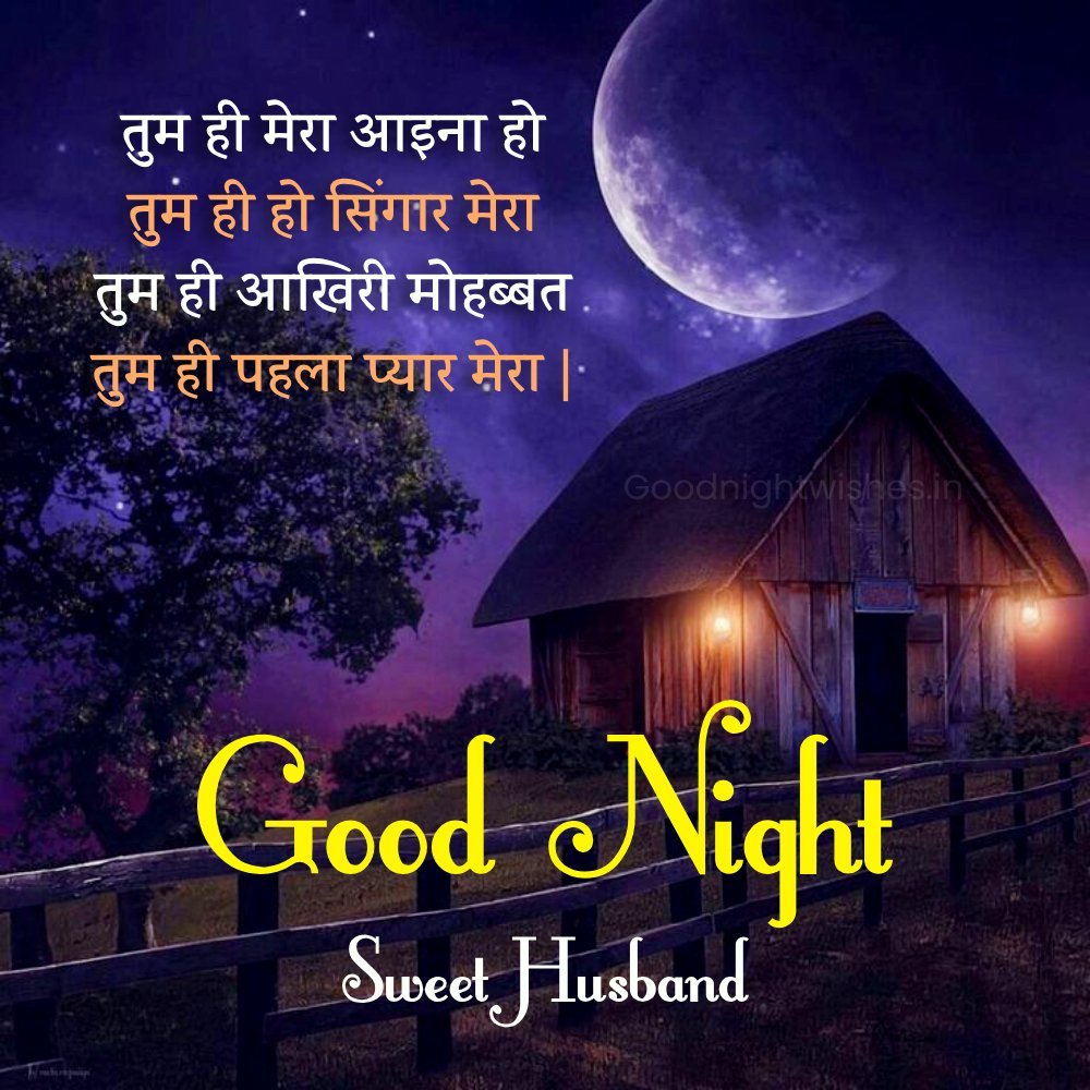 Good Night Shayari For Sweet Husband Pic With Moon