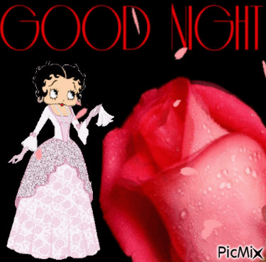 Good Night Betty Boop With Rose Petals Gif