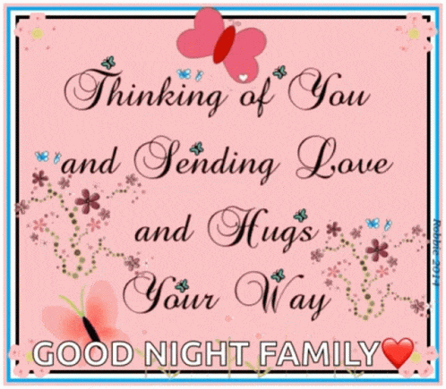 Good Night Family With Butterflies Roaming Around Gif