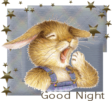 Good Night Bunny Yawning With Shining Gif